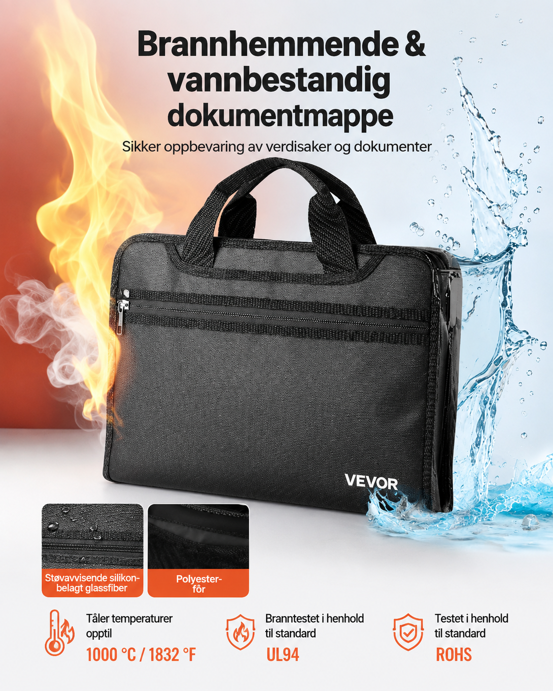 Brannhemmende dokumentmappe med 12 rom