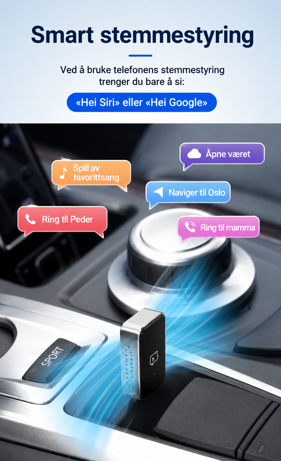 Trådløs CarPlay- og Android Auto-adapter (2-i-1)