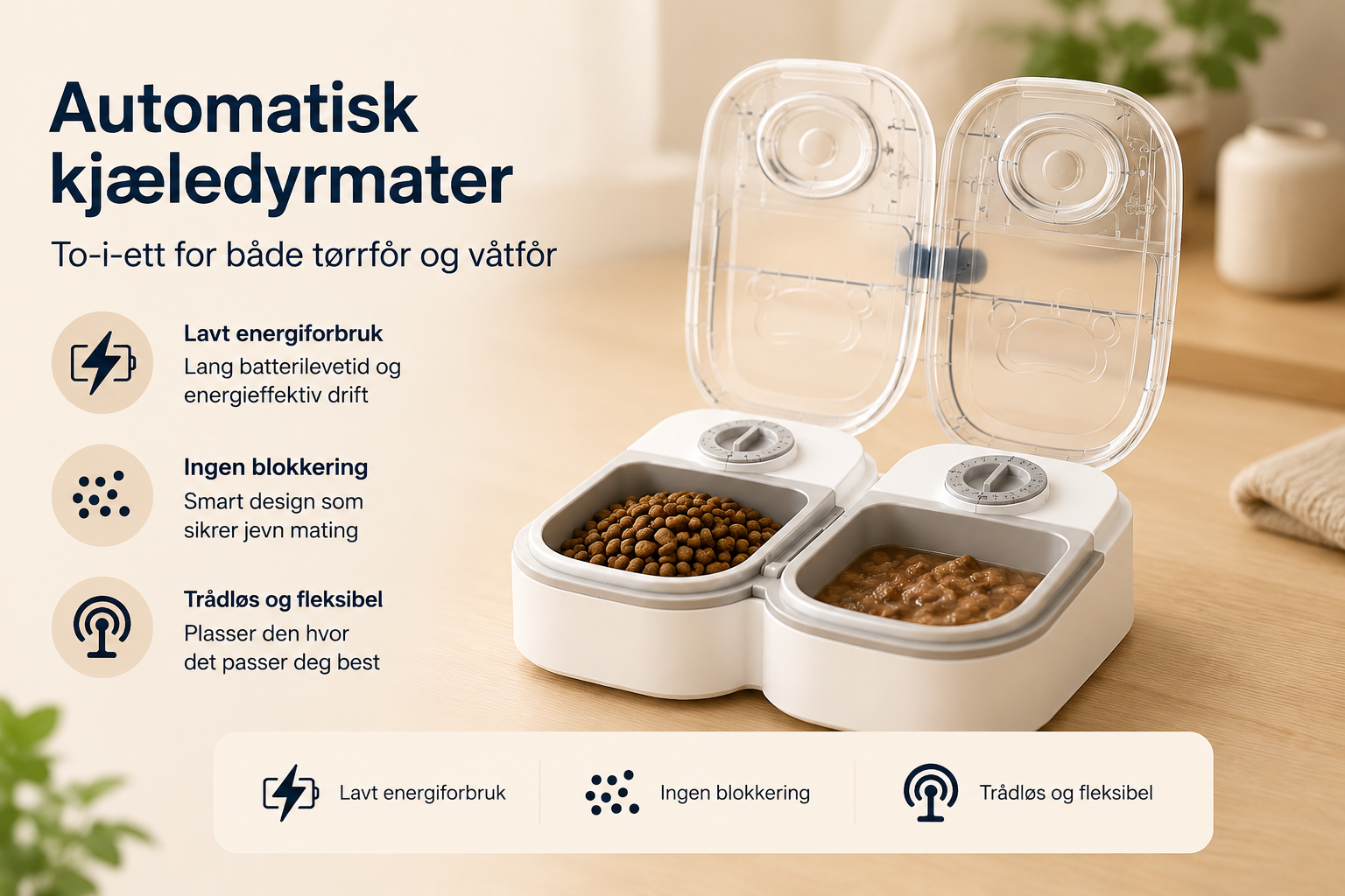 Automatisk kjæledyrmater med timer