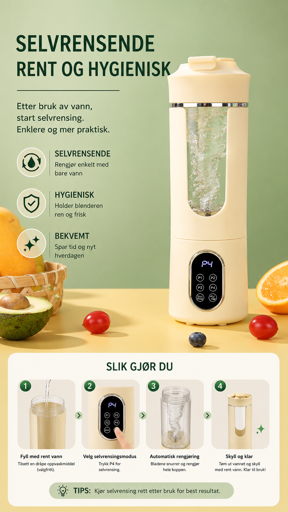 Bærbar oppladbar smoothieblender 400 ml