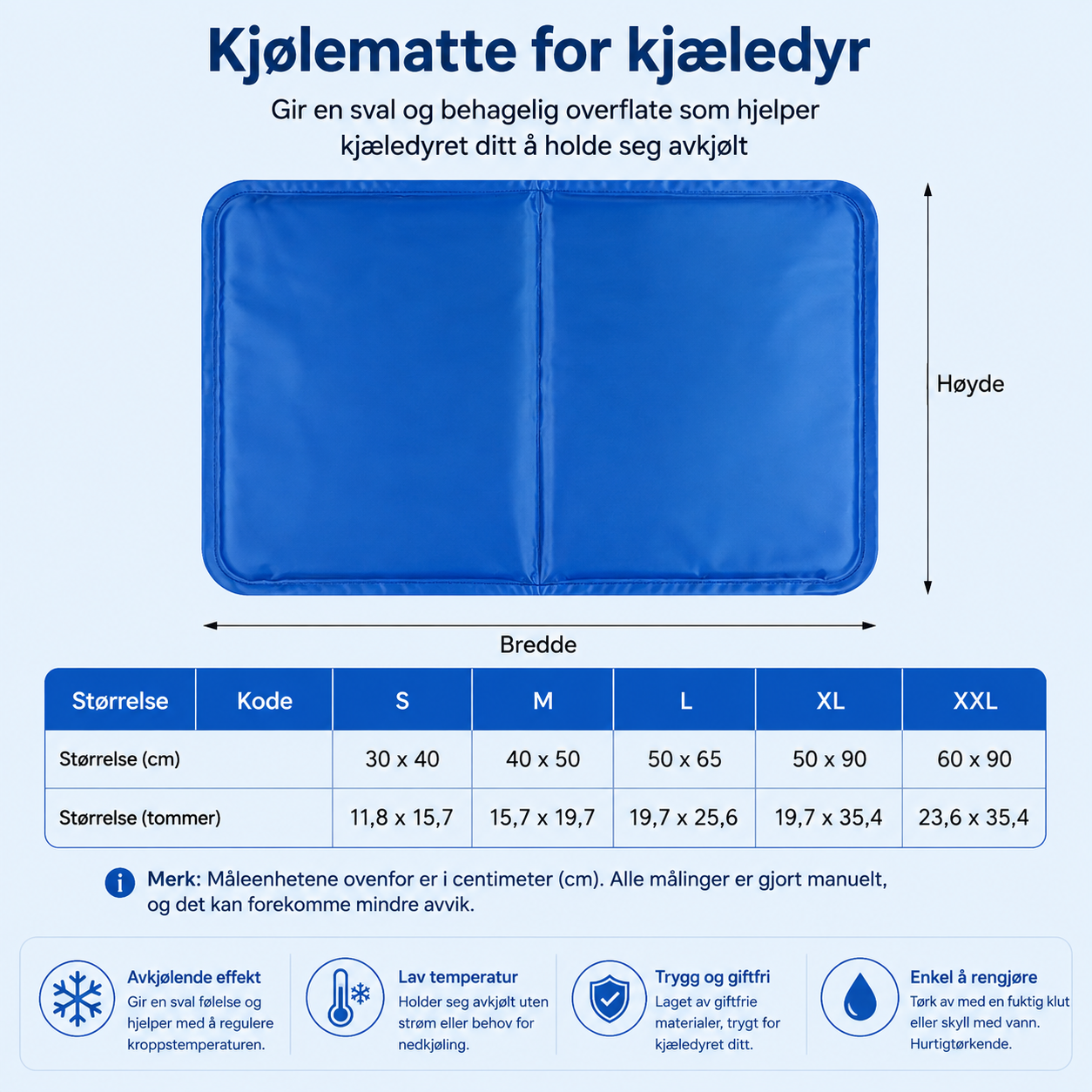 Kjølematte med bølgemønster og gelskum for kjæledyr