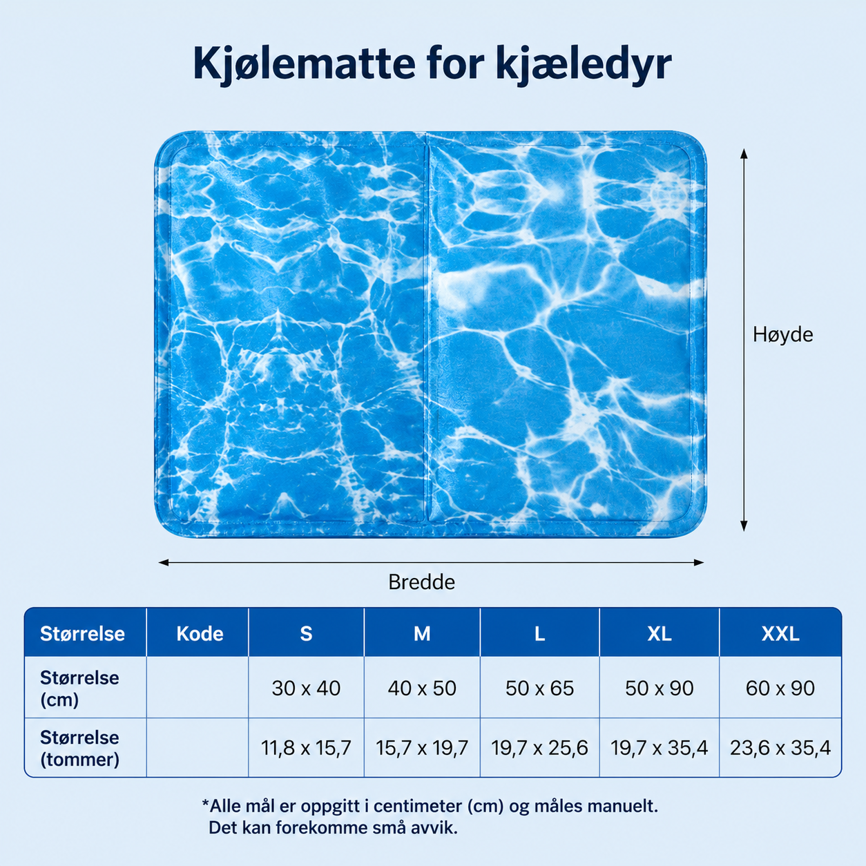 Kjølematte med bølgemønster og gelskum for kjæledyr