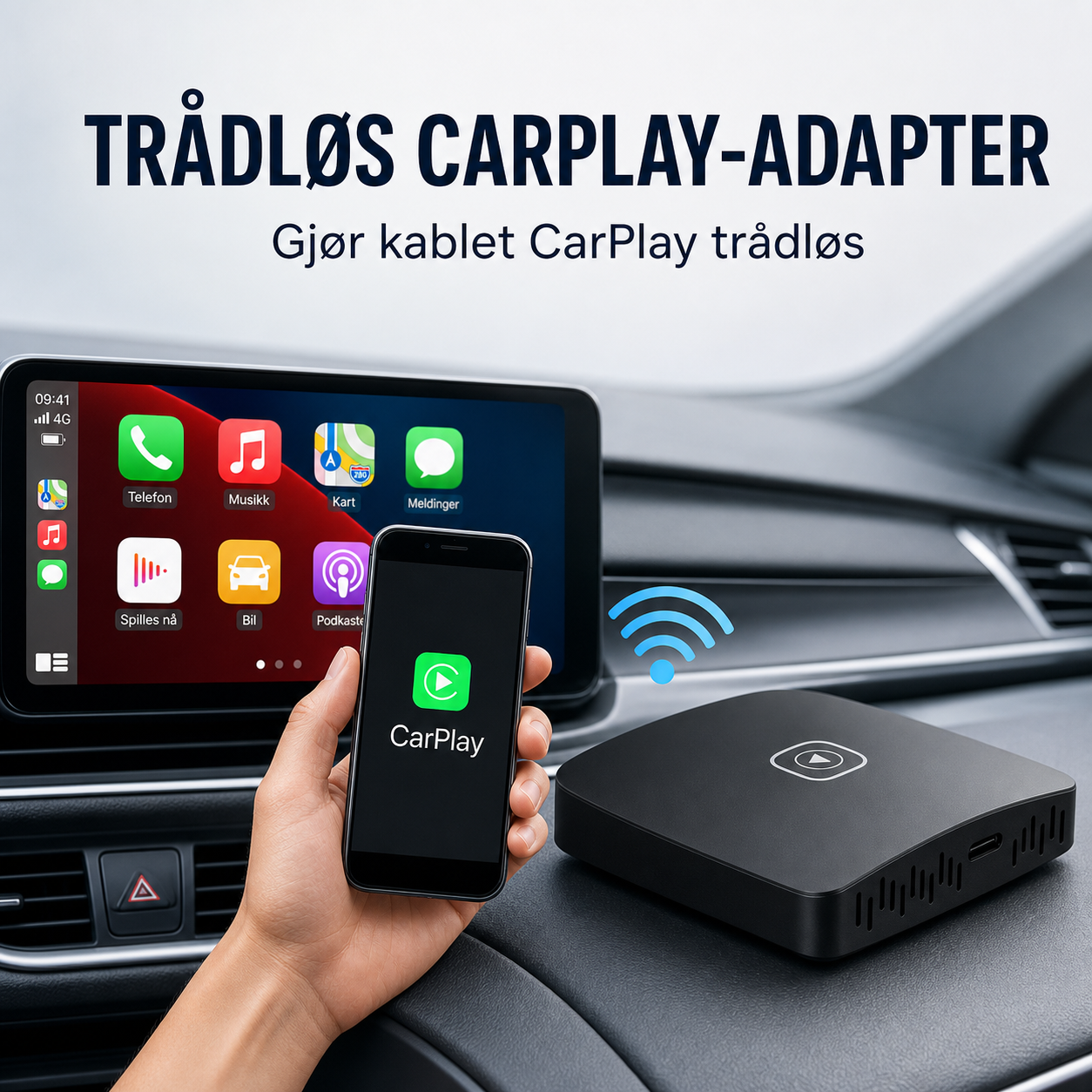 Trådløs CarPlay- og Android Auto-adapter
